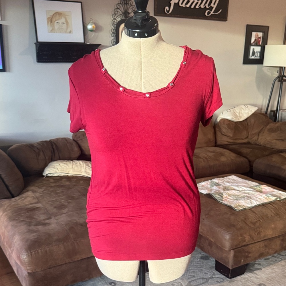 Harley-Davidson Red Studded Short Sleeve Top